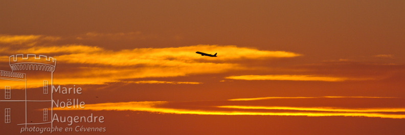 Avion au coucher de soleil